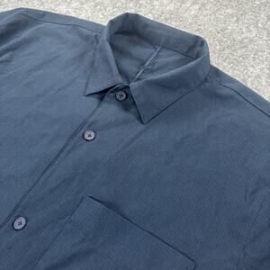Lululemon Airing Easy Short Sleeve Button Down Shirt Navy Blue Men's Large